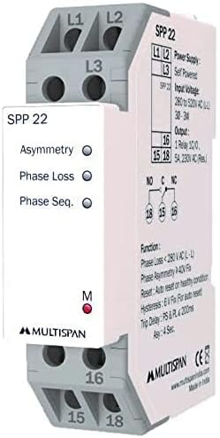 Multispan Automatic Voltage Protection Relay, 90 x 22.5 x 67.5 mm, Din Rail Mount, Screw Connector, Normally Open Contact, Copper Alloy
