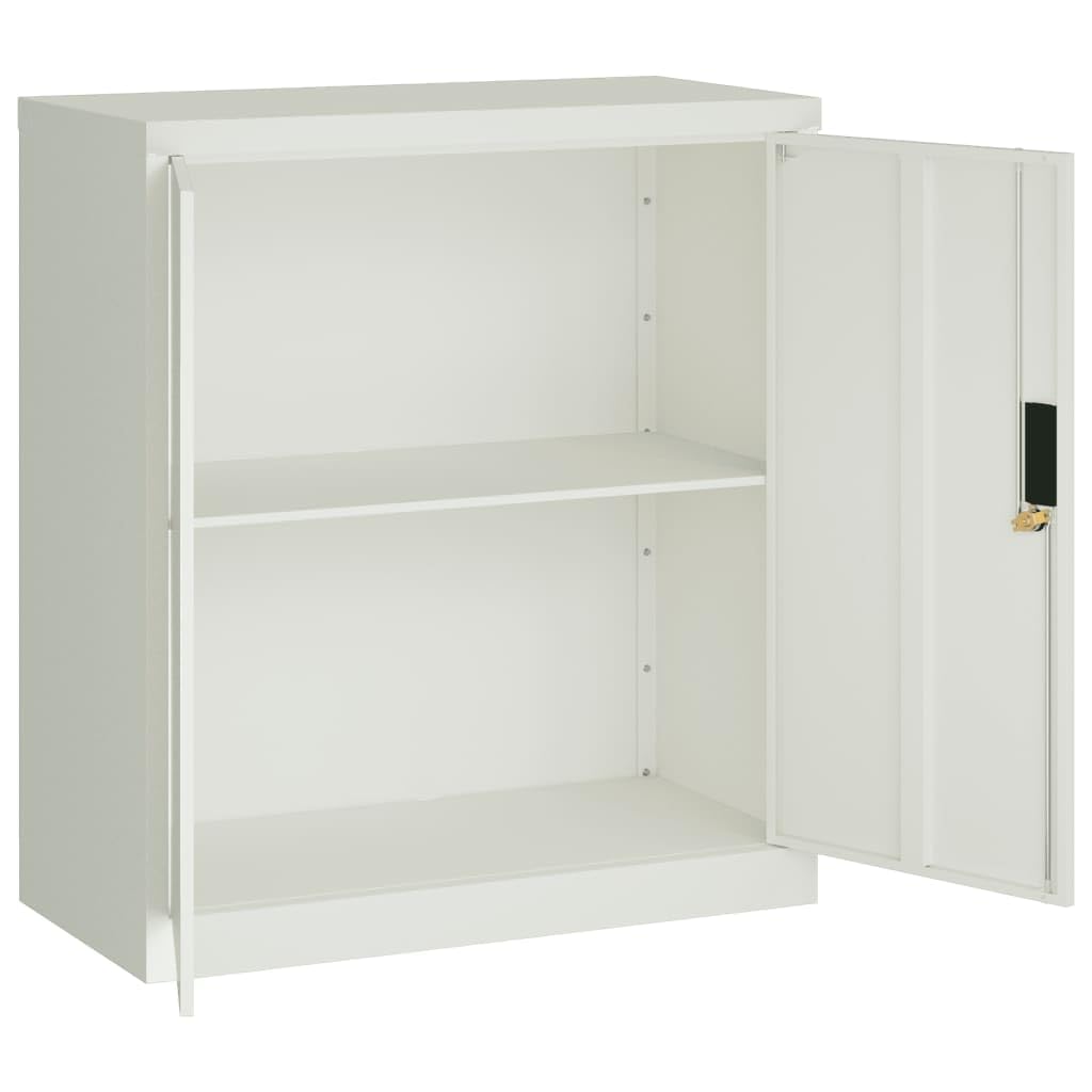 Hommdiy Metall Aktenschrank 90x40x220cm - Grauer Büroschrank Mit 4 Fachböden