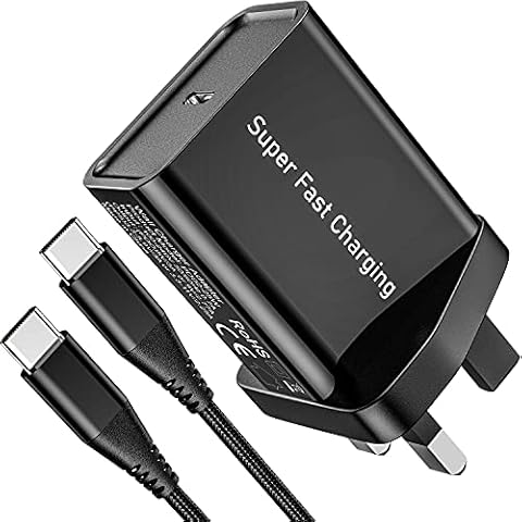 25W Charger for Samsung S22 Plus Ultra/S21 FE/A52 A71 A72 5G A70 A80 A90 A42,Galaxy S10 S9 S8,Huawei P20 P30 P40 Lite,USB-C Super Fast UK Wall Plug Charging Adapter/Charge Block With 1.8M C to C Cable Cover
