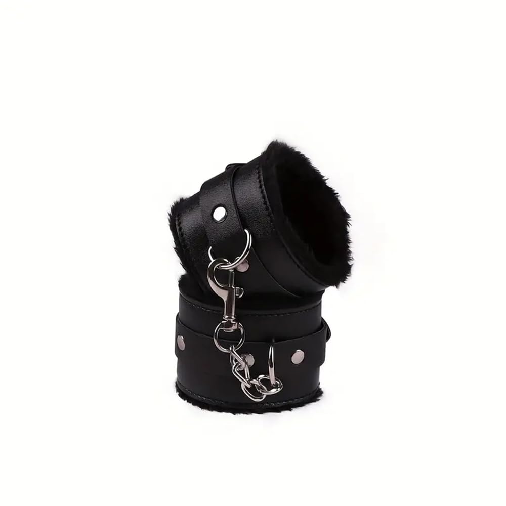 Polsini in peluche vincolati in pelle artificiale, maschera per gli occhi, piume, accessori per giochi di coppia