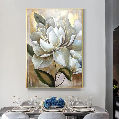 Toile abstraite fleurs dorées AEFOUU : décoration murale pour salon chic