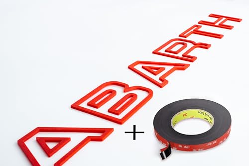 Abarth Schriftzug für Vordere Gitter - FIAT 500 Kühlergrill Dekoration im Originalstil - Logo für Vorderen Grill Punto Evo 595 Personalisierung (Gelb)