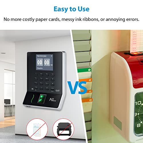 NGTeco Time Clock, MB2＆W2 Time Clocks for Employees Small Business with Face, Finger Scan, RFID and PIN Punching in One, Office WiFi Time Card Machine Automatic Punch with APP for iOS Android