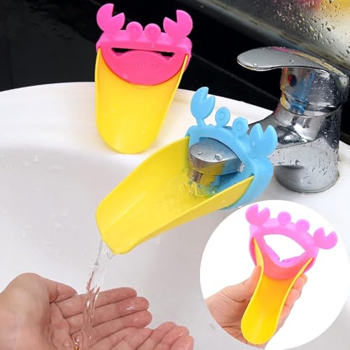 Image of AKOAK 1 Pack Faucet Extender Children Hand Washing Device Cute Cartoon Baby Hand Washing Water Tool Children Hand Washing Assistant Device Extension Device(Blue and Yellow)
