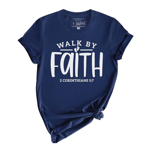 Corinthian's Corner Walk by Faith Biblical Women's T-Shirt Gospel Inspired, L