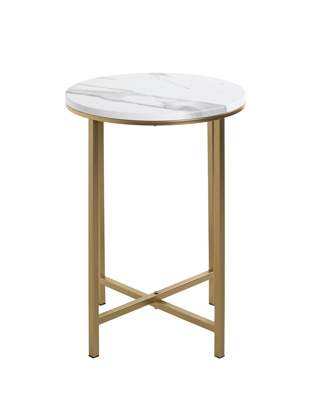 HAKU Tavolino rotondo effetto marmo dorato MDF metallo tavolino rotondo - Dimensioni: A 53 x Ø 39 cm Stile: Art Déco