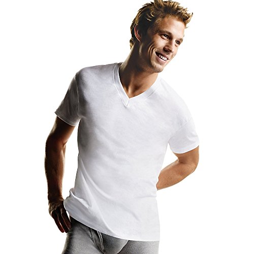 Hanes Men's ComfortSoft V-Neck Undershirt 3-Pack_White_Small