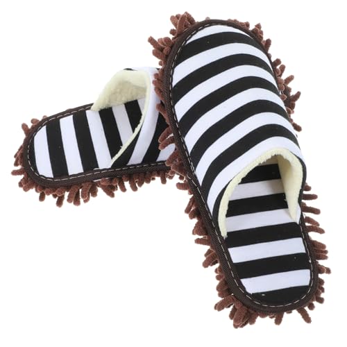 Hemobllo Zapatillas de Limpieza para Mopa Prácticas y Lavables Calzado Cómodo para Barrer Mopa Multifuncional para Adultos de Chenilla Gruesa Color Café Talla