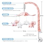 FEISIKE Baby Crib Mobile for Girls Boys with 3 Modes Digital Musical Motor（Rotating Only, Music Only, Rotating & Music, 35 Lullabies, Pink Elephant Nursery Mobile, Knob Type - Image 3
