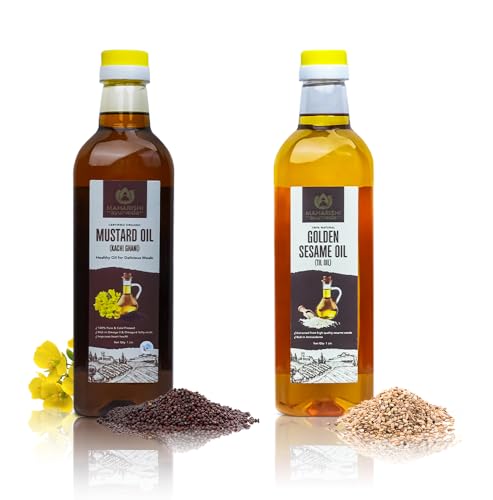Image of Maharishi Ayurveda Organic Mustard Oil and Sesame Oil Combo - 1 Ltr. Pure & Unrefined Cold Pressed