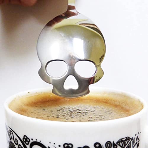 Cafurty 2 Pack Stainless Steel Spoons Skull Sugar Spoon Tea And Coffee Stirring Spoon - Silver #TOP6