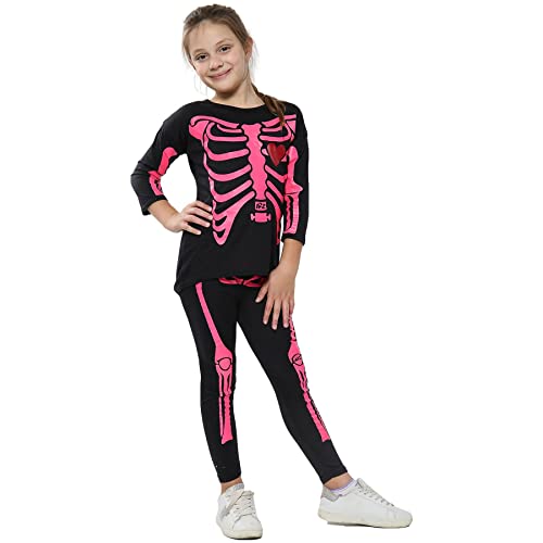 T-shirt squelette et mode legging pour fille cherchant un déguisement confortable d'Halloween