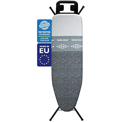 Bartnelli Classic Ironing Board with New Patent Technology | Made in Europe Iron Board with Patent Fast-Glide Zone, 4 Layer Cover & Pad, Height Adjustable, Safety Iron Rest, 4 Premium Steel Legs Cover
