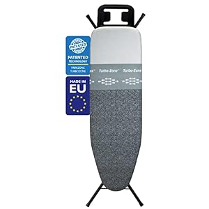 Bartnelli by Rorets Classic Ironing Board with New Patent EZ-Glide Technology, Made in Europe, Premium Iron Board with Iron Rest, 4 Layer Cover, 13×43 Surface, Height Adjustable to 36″, 4 Steel Legs
