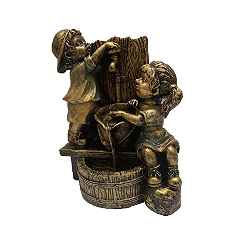 Boys and Girls Garden Statue, Garden Sculpture, Outdoor Statue for The Patio Garden Resin Crafts, Indoor Outdoor Statue Ornaments for Home Yard Garden (A)
