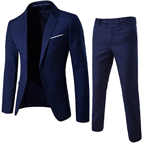 Fairnull Masculino Terno de Negócios 2 peças Slim fit cor Sólida Lazer Jaqueta smoking Ternos Elegan