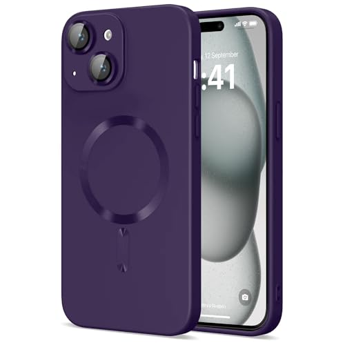 Image of Vaku Luxos Soft Silicon Mag-Safe Back Cover for iPhone 15 Full Lens Protection Silicon Case Scratch Resistant Slim Thin Military-Grade Protection - Dark Blue