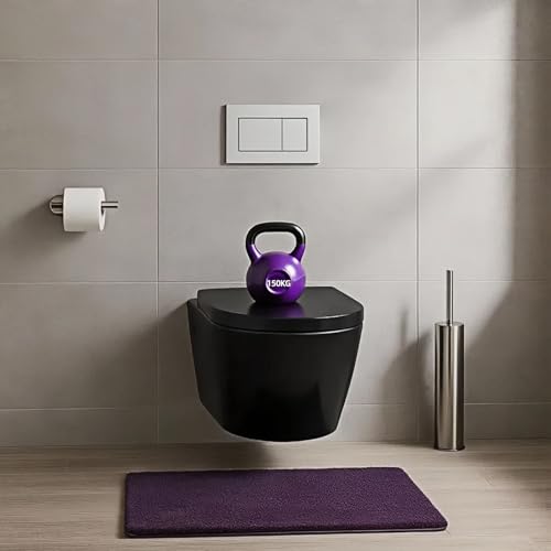 Toilettendeckel mit Absenkautomatik 46x36 cm, WC Sitz aus Duroplast, mit Antibakterieller Oberfläche, D-Form, mit Quick-Release, Universal, Weiß