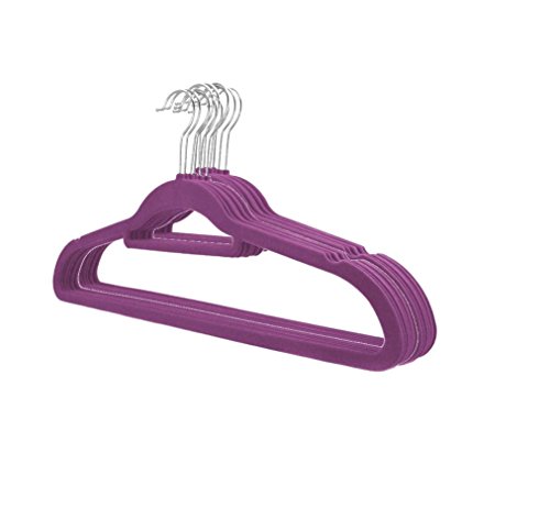 UNIWARE® Flocked Suede Hanger, Grooved Bar (12, Orchid)