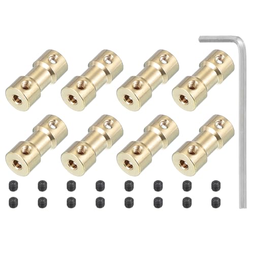 PATIKIL Brass Shaft Coupling 3-4mm, 8 pcs for RC Car Motor