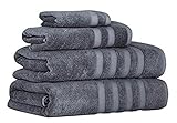 Towels Beyond - 4 Piece Luxury Italian Silk and Cotton Modal Bathroom Towels - Quick Dry, Soft and Super Absorbent - 2 Bath Towels, 1 Washcloths and 1 Hand Towels, Grey -  Makroteks