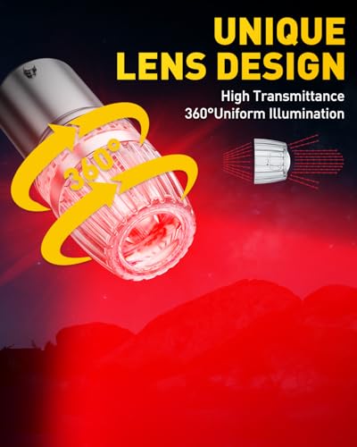 Image of AUXITO 1156 LED Bulbs Red Brake Lights Tail Lights, 700% Brighter 7506 BA15S P21W 1141 1003 LED Bulbs with Projector for Stop Third Brake Backup Reverse Tail Turn Signal Marker Light, Pack of 2