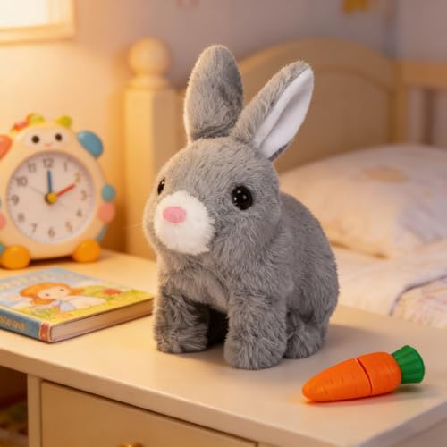 Sunshine smile Hüpfendes Kaninchen,Sprechender Hasen,Hasen Kuscheltiere Klein, Interaktives Kaninchen Haustier,Elektronisches Plüschhase mit Geräusche Macht