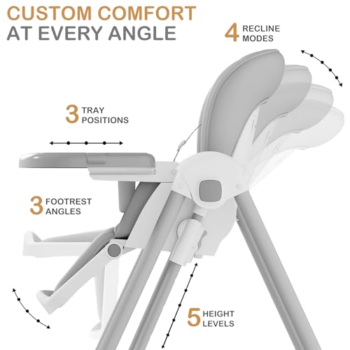 Image of 3-in-1 Foldable High Chairs for Babies and Toddlers with Rocking Mode