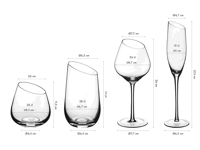 Bjorn SVÄVA Gläser-Set 24-teilig – Design Service aus bleifreiem Kristallglas für Wasser, Wein & Sekt – Modernes Tisch- und Geschirrset