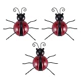  3pcs Hierro Mariquita Metal Animal Colgante Arte de la Pared Percha Interior Jardín al Aire Libre Decoración del hogar (10cm)