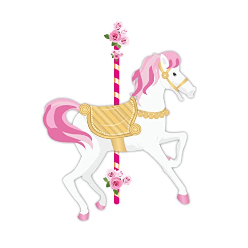 Image of Pretty UR Party Carousel Theme Paper Cutouts for Birthday Parties, Carousel Party Supplies decor, Birthday Party Decoration Cut-Outs - Pink (10 pcs)
