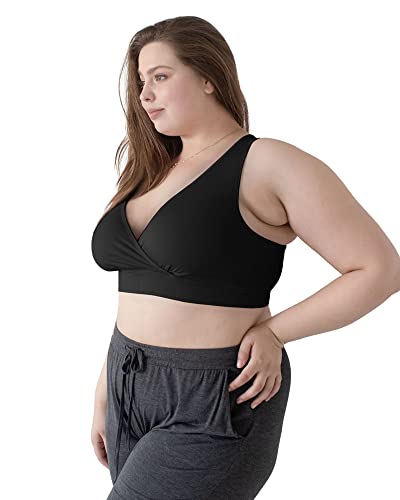 Image of Kindred Bravely French Terry Racerback Busty Nursing Sleep Bra for E, F, G, H, I Cup | Maternity Bra for Breastfeeding (Black, 1X-Busty)