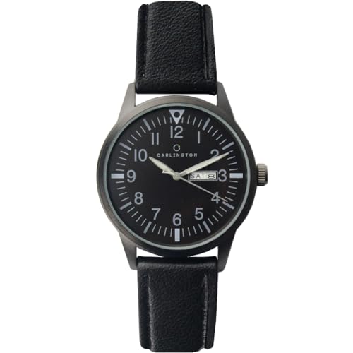 Image of Carlington Aristocrat Series Analog Day & Date Watches for Men with Premium Leather Strap - CT 1074
