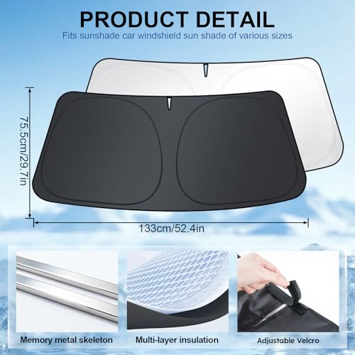 JUSTTOP Windshield Sunshade for Honda Civic 2022-2026 | Easy-Fold Civic Windshield Sun Shade, Car Interior Accessories | 300T Upgraded Heat & UV Reflective Sunshade for Car Windshield by JUSTTOP - Image 4