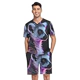 Vêtement de nuit d'été doux : cet ensemble de pyjama à manches courtes pour homme est fabriqué à partir de 95 % de polyester et 5 % d'élasthanne pour une coupe respirante et extensible, ce qui en fait un pyjama d'été pour les hommes qui veulent un confort frais toute la nuit