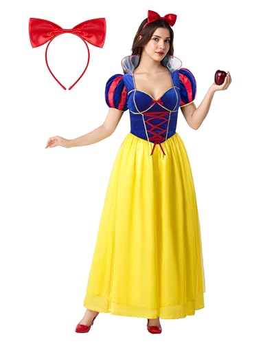 Spooktacular Creations Snow Princess Costume for Women, Adult Princess Halloween Costume with Headwear Deluxe Outfit for Birthday Cosplay Parties, M