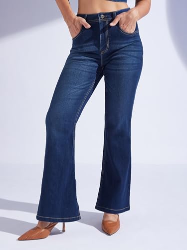 Image of Miss Chase Women's Wide-Leg High-Rise Regular-Length Stretchable Shaping Denim Jeans