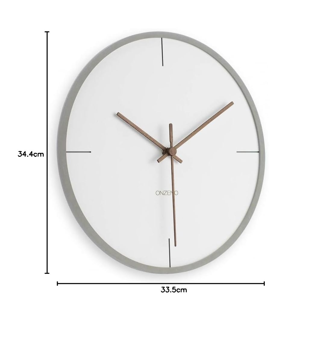 ONZENO Design Wanduhr 'THE Mature.' ohne Tickgeräusche, leise Quarzuhr, Durchmesser 29 cm, Tiefe 0,5 cm, Weiß/Braun