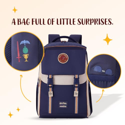 Image of Harry Potter x American Tourister Lifestyle Backpack | 33L School /Colleg Bag for Women and Men | 3 Compartments | AT Interchangeable Hogwarts House Badges | Rain Cover | Indigo Blue | 1 Year Warranty