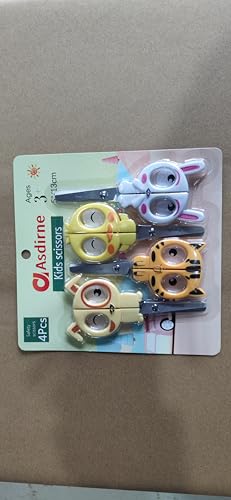 Asdirne Tesouras infantis, tesouras de segurança para crianças em idade pré-escolar, todas de plásti