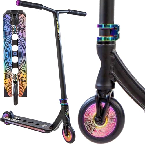 CORE Patinete Trick Tret Roller de 110 mm, ruedas Abec 9 I para principiantes y profesionales, a partir de 5 años, altura de 78 a 96 cm, incluye pegatina Fantic26 (Park CL1 H = 86 cm, negro/arco iris)