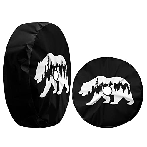 Image of Mountain Bear Spare Tire Cover with Backup Camera Hole Wheel Tire Cover Fit Trailer, RV, SUV and Many Vehicle 14inch