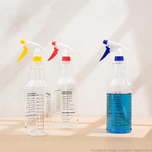 Youngever 4 Pack Empty Spray Bottles, 16 Ounce Spray Bottles for Cleaning Solutions, Pressurized Sprayer, Adjustable Nozzle, Printed Measurements and Checkbox - 4