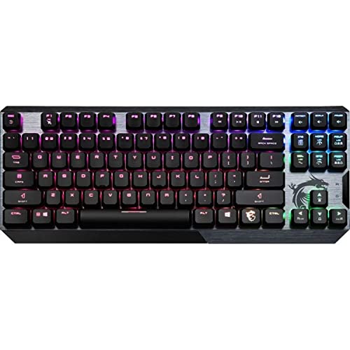 MSI Vigor GK50 Low Profile TKL ES Mechanical Gaming Keyboard, UK Layout Kailh Choc White Low Profile Switches Clicky, Ergonomic Keys, Anti-Slip Base, RGB Mystic Light per-Key, USB 2.0, Tenkeyless