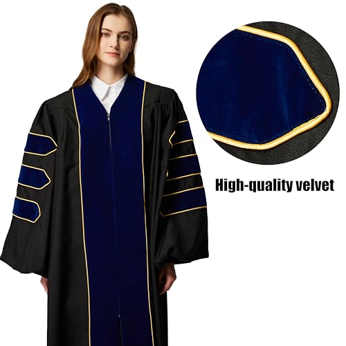 Image of MyGradDay Unisex Deluxe Graduation Doctorate Robe with Gold Piping Available for Customization