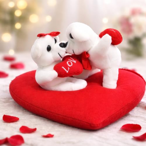 Image of ZEXSAZONE Soft Plush Smiley Teddy Bear 22 CM | Kissing Love Teddy with Heart | Cute Romantic Gift for Valentine's Day, Anniversary, Birthday | Cuddly Stuffed Toy for Girls & Kids