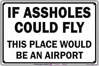 Warning Plaque If Assholes Could Fly This Place Would Be an Airport Ridiculous Humor Metal Tin Signs Wall Art Decor Safety Warning for Outdoor & Indoor Office 8 X 12 Inch