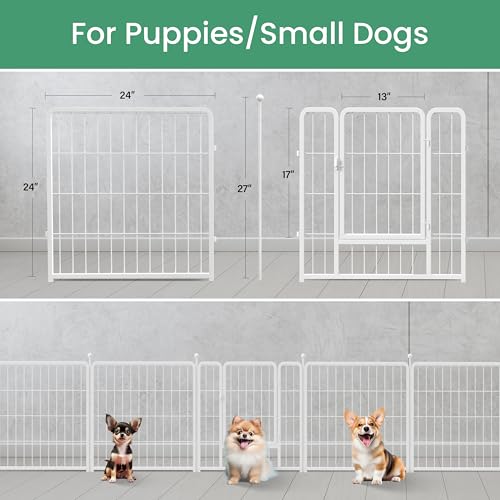 HealSmart Dog Playpen Indoor, Puppy Playpen Indoor Outdoor for Yard, Camping, RV, 24" Height 8 Panels Heavy Duty Dog Pen for Puppies/Small Dogs, White - Image 5