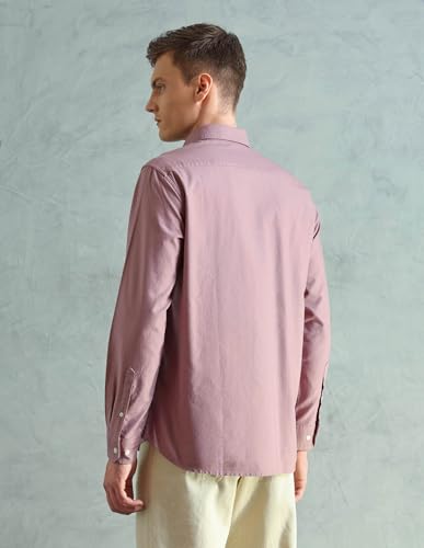 Image of Arrow Sport Solid Slim Fit Cotton Shirt for Men - Full Sleeve Mens Casual Shirts