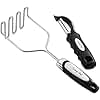 Spring Chef Stainless Steel Potato Masher with Premium Vegetable Peeler, Mashed Potato Masher - Kitchen Tool with Soft Non-slip Handle, Metal Food Masher for Fruit, Avocado, Bean, Guacamole, Banana